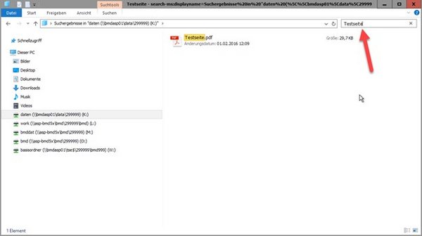 Screenshot der Suche im Windows-Explorer