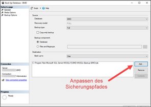 Screenshot_Back Up Database BMD anpassen des Sicherungspfades