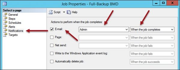 Screenshot of the "Job Properties – Full Backup BMD" window with the necessary settings