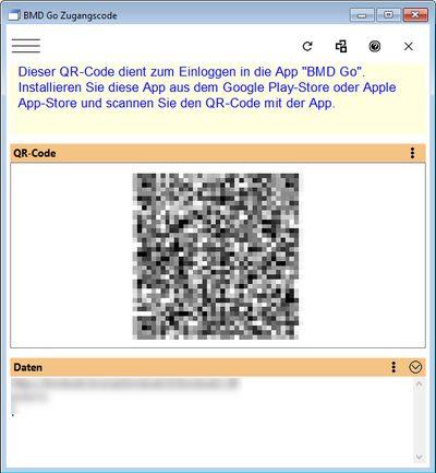 Screenshot des QR-Codes für die Anmeldung (erstellt in der BMD NTCS)