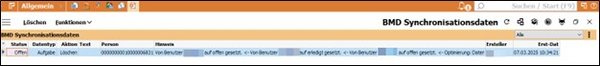 Der Screenshot zeigt das Fenster der BMD Synchronisationsdaten.