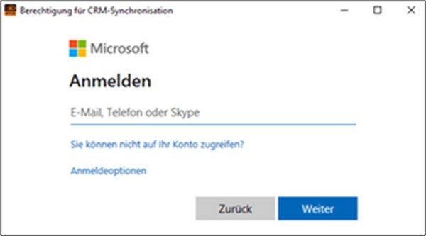 Das Bild zeigt einen Screenshot vom Anmeldefenster in Microsoft