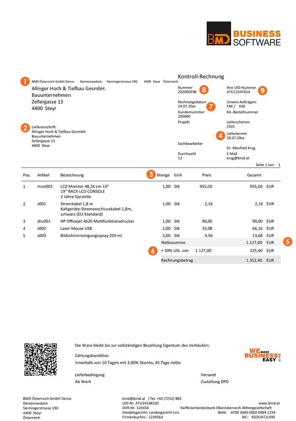 Rechnungsbestandteile