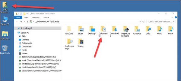 Screenshot der eigenen Dateien nach Aufruf des Symbols mit dem Benutzernamen. 