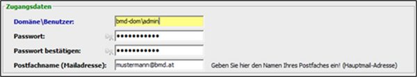 Der Screenshot zeigt vier Felder, in denen die Zugangsdaten, wie zum Beispiel das Passwort, hinterlegt werden können.