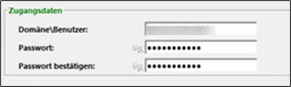 Man sieht einen Screenshot der Eingabe der Zugangsdaten