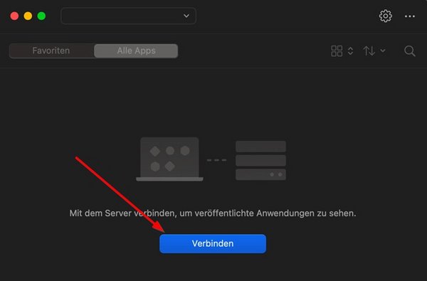 Screenshot der Option sich mit dem Server zu verbinden.