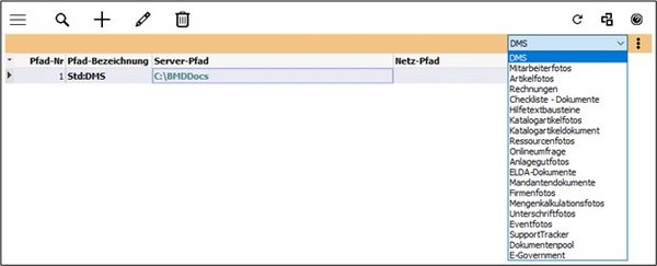 Screenshot of the "Paths" window 