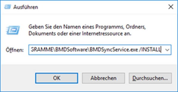 Der Screenshot zeigt beispielhaft einen Pfad im Ausführen-Fenster.