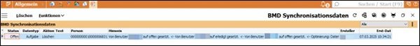Das Bild zeigt den Screenshot der BMD Synchronisationsdaten