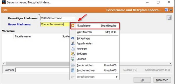 Screenshot_Servername und Netzpfad ändern