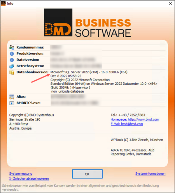Screenshot regarding checking the SQL Server version