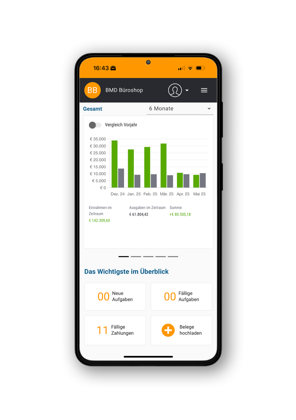Screenshot von BMD Com Mandantenplattform am Smartphone