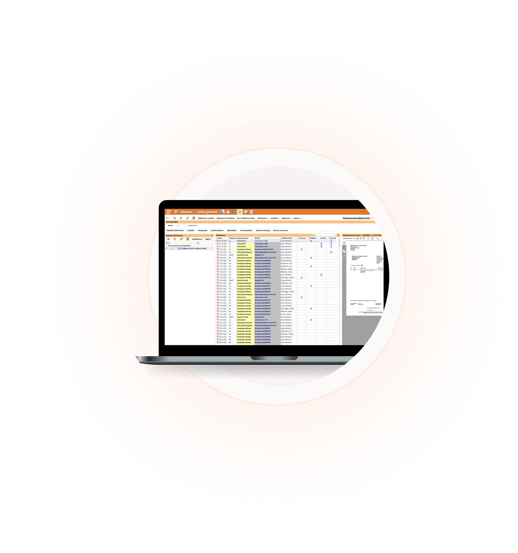Screenshot der BMD Dokumentenmanagement (DMS) Software