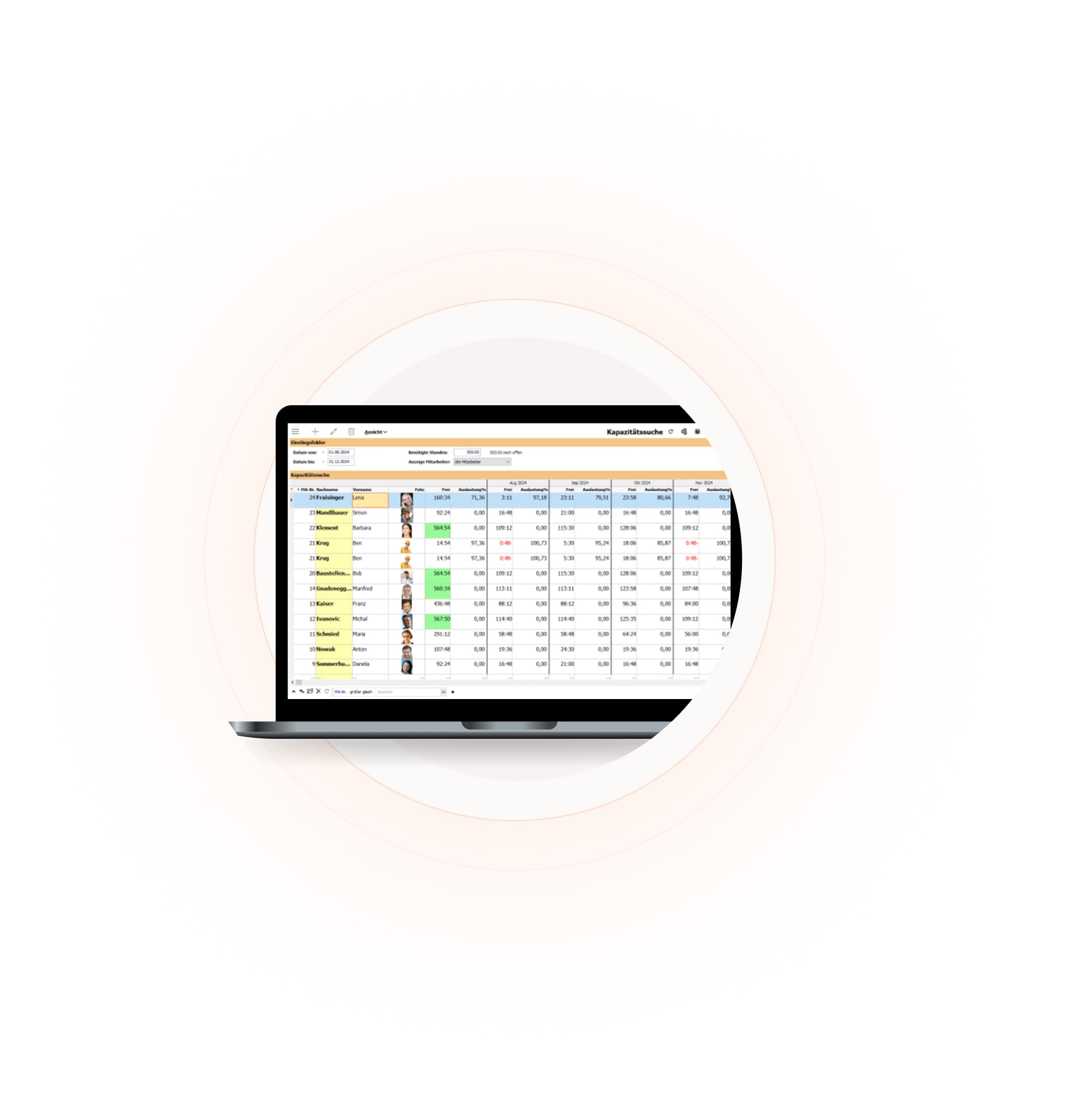 Screenshot von der Kapazitätssuche in der BMD Personalplanungs-Software.