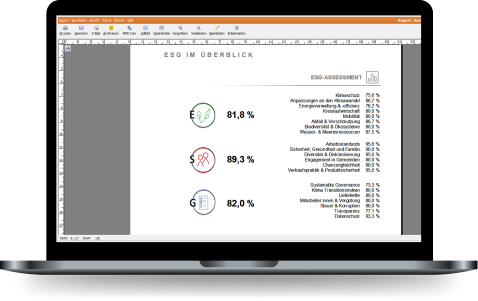 Vorschau-BMD-ESG Screenshot des BMD ESG-Screening-Tool.