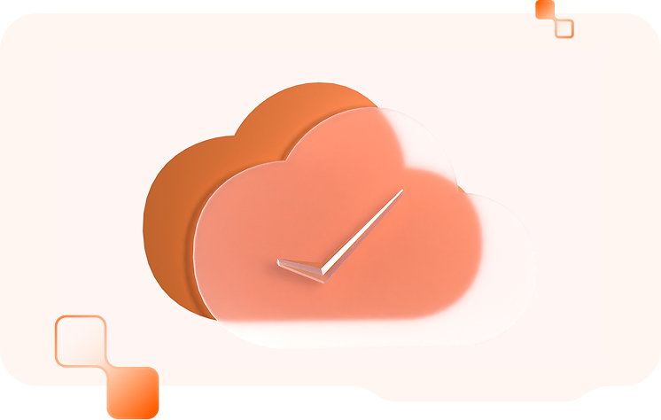 Orange Wolke mit Häkchen