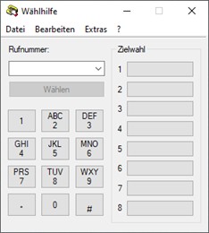 The window of the dialling help.