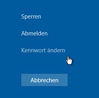 Screenshot der Option "Kennwort ändern"