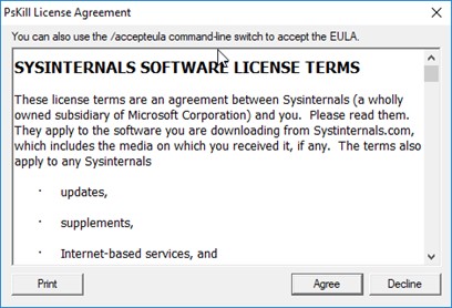 Screenshot PsKill License Agreement