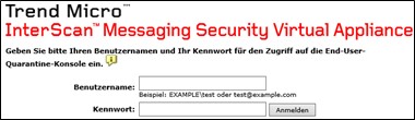 Screenshot des Trend Micro Login-Fensters