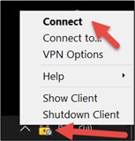 Screenshot vom Start der Verbindung, der Pfeil zeigt auf "Connect".