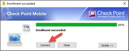 Screenshot der vollständigen Ladung, der Pfeil zeigt auf "Connect".
