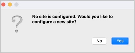 Abfrage zum Konfigurieren einer neuen Seite mit hervorgehobener Option "Yes"