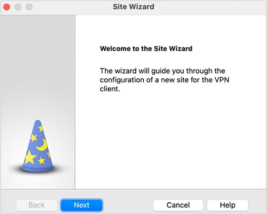 Start des Einrichtungsassistenten für Sites