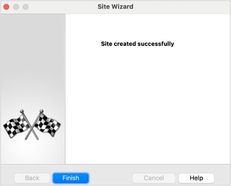 Bestätigung der erfolgreichen Einrichtung im Site Wizard