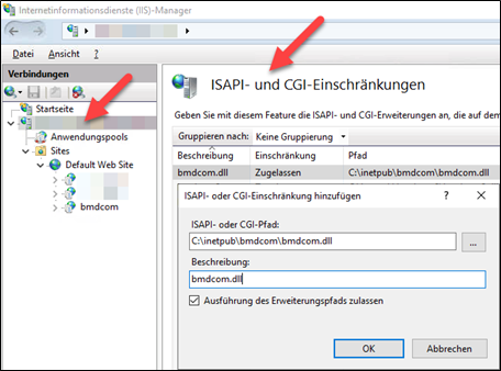 Screenshot_ISAPI- und CGI-Einschränkungen
