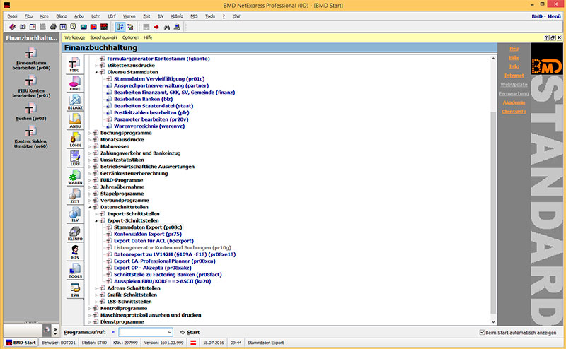 Ab sofort steht eine neue Menüführung in der BMD 5.5 zur Verfügung