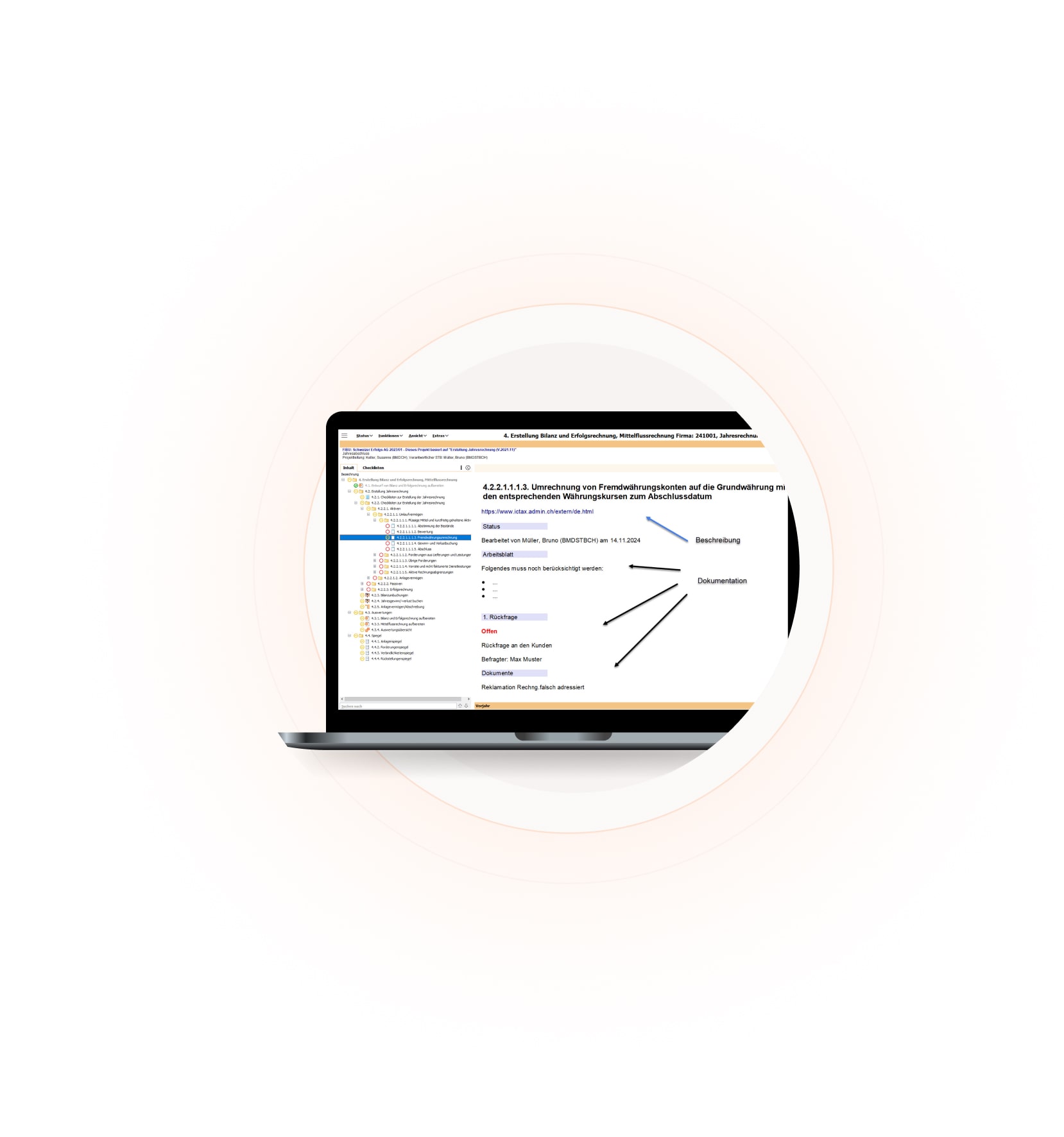 Screenshot der Bilanz-Checkliste in der BMD Software