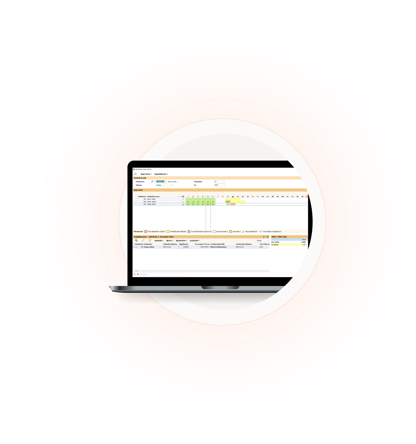 Napi záró alkalmazott Screenshot Napi záró alkalmazott