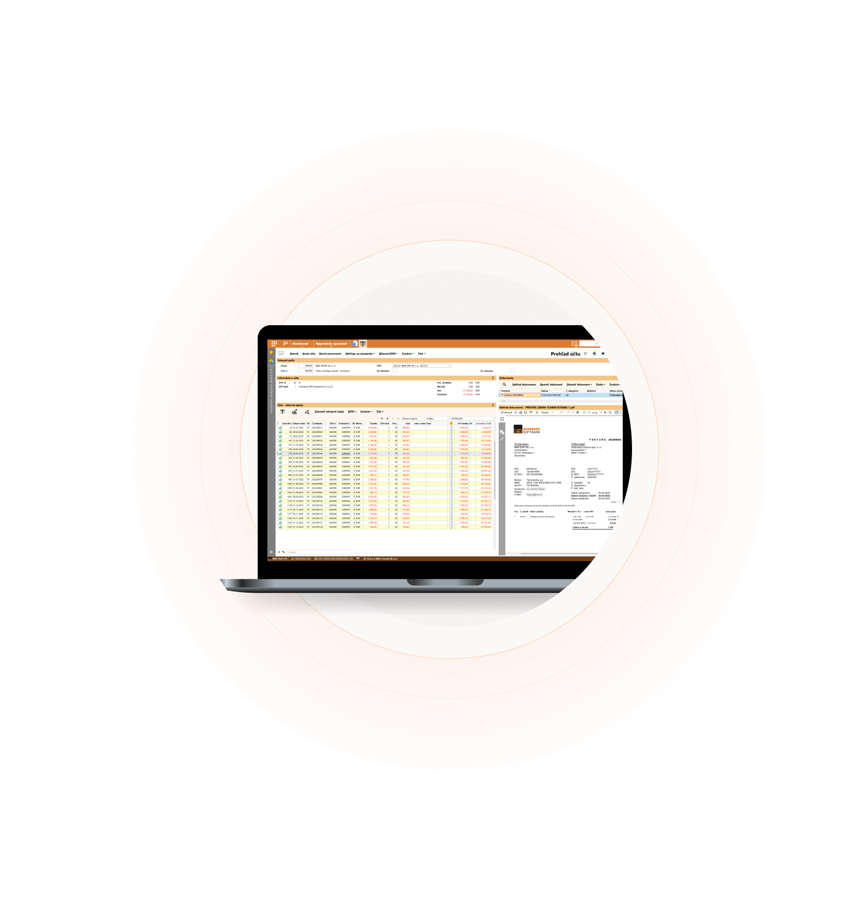 Snímka obrazovky účtovného výkazu zo softvéru BMD